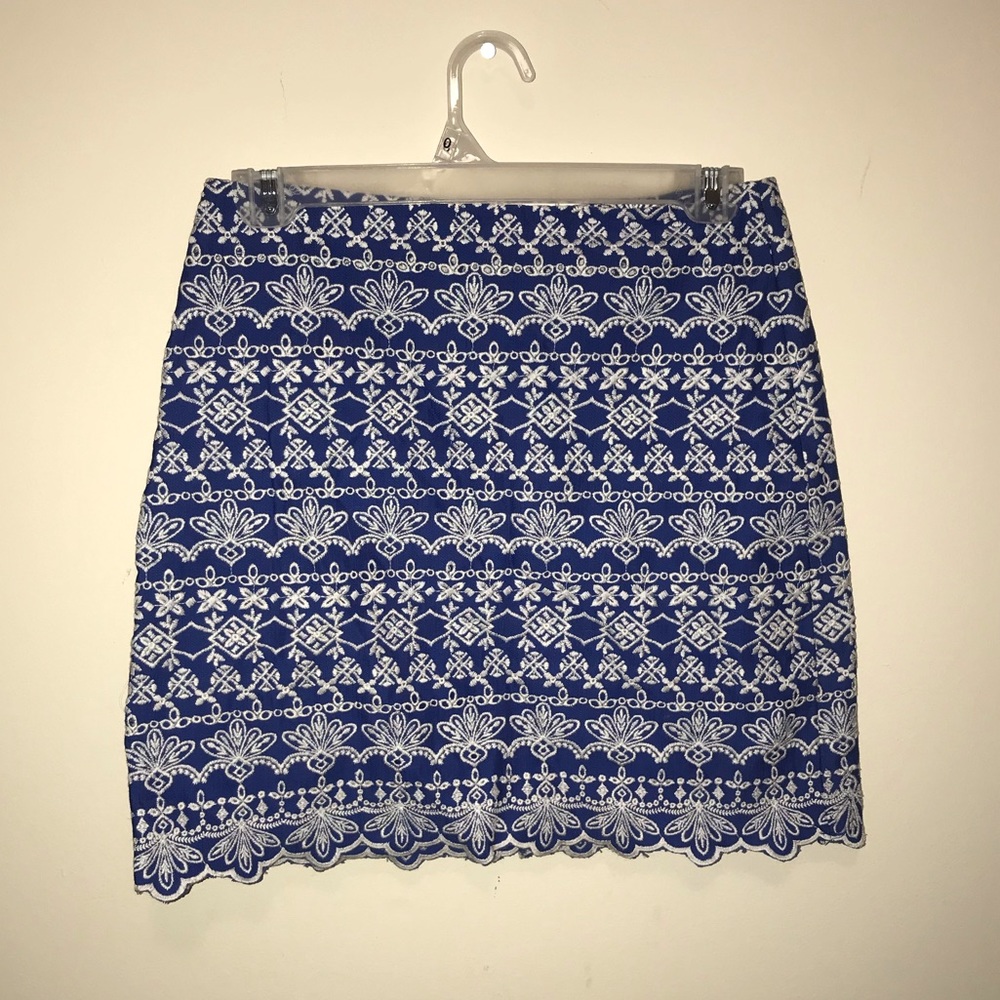 NWT GORGEOUS BLUE SKIRT w/ WHITE EMBROIDERY (0P)